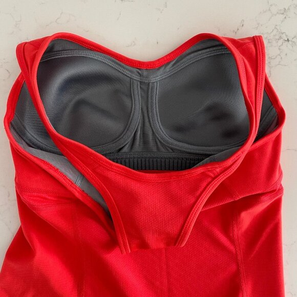 Nike Dri-Fit Activewear Racer Back Tank Top w Mesh Panels Shelf Bra Orange Sz XS - Picture 3 of 10